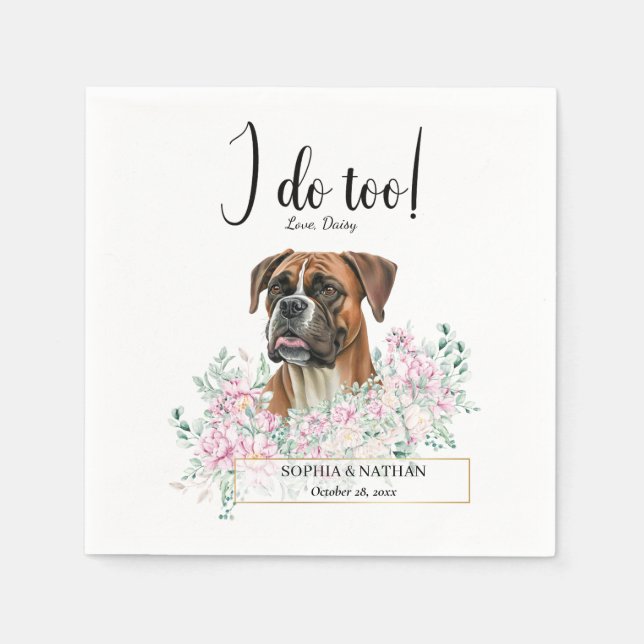 Boxer Dog Wedding Cocktail Napkins (Front)