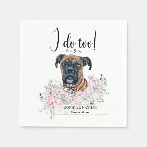 Boxer Dog Wedding Cocktail Napkins