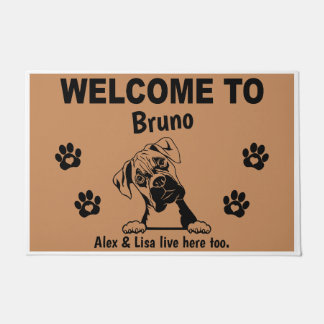 Boxer Dog Welcome Home Funny Personalized Custom Doormat