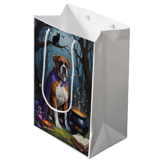 Boxer Dog Whimsical Halloween Painting  Medium Gift Bag (Front Angled)