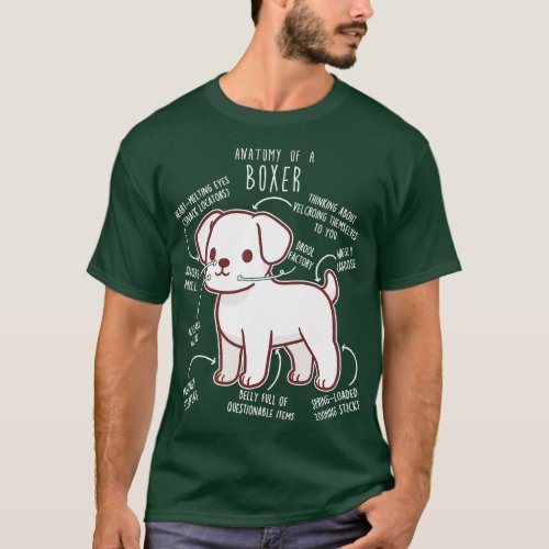 Boxer Dog White Anatomy T_Shirt