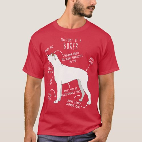 Boxer Dog White Check Anatomy 1 T_Shirt