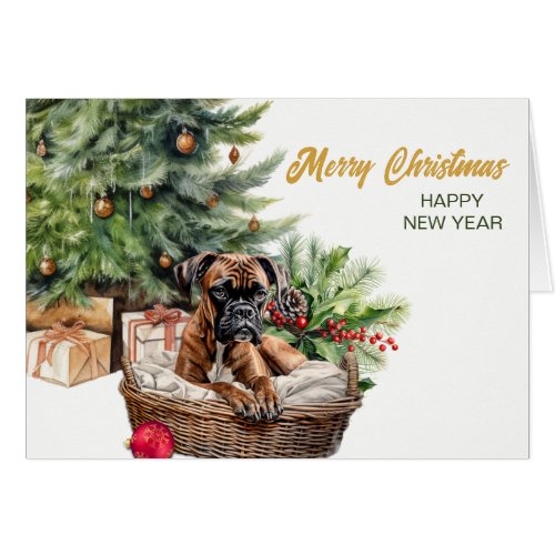 Boxer Dog Wicker Basket Christmas Tree