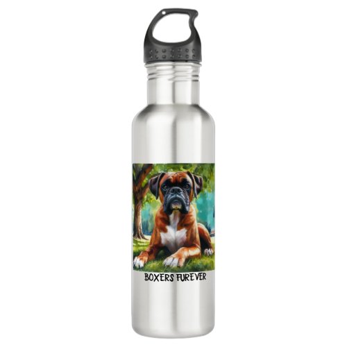 Boxer Dog  Wiggle Butts  Tail Wags Stainless Steel Water Bottle