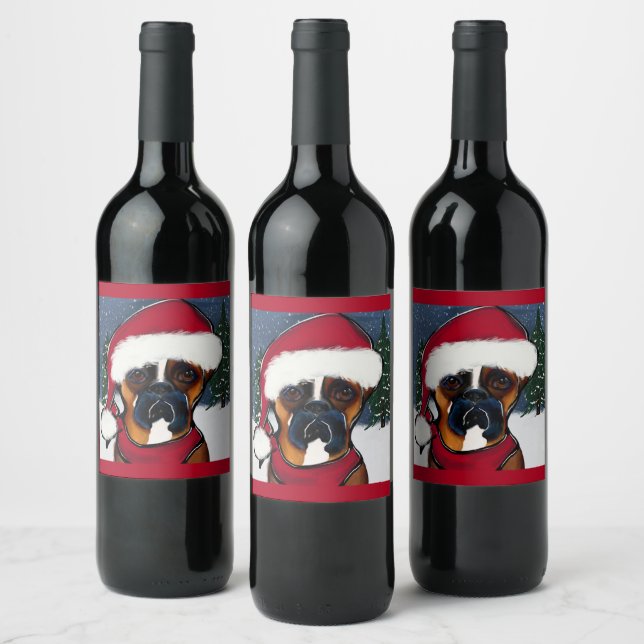 Boxer Dog Wine Label (Bottles)