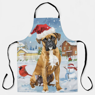 Boxer Dog Winter Wonderland Christmas Joy Apron