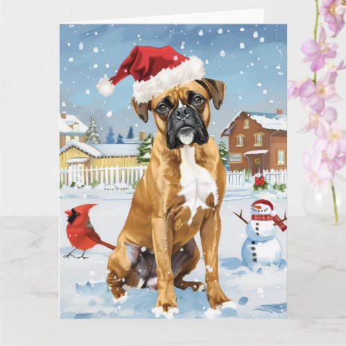 Boxer Dog Winter Wonderland Christmas Joy Card