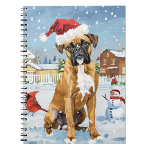 Boxer Dog Winter Wonderland Christmas Joy Notebook