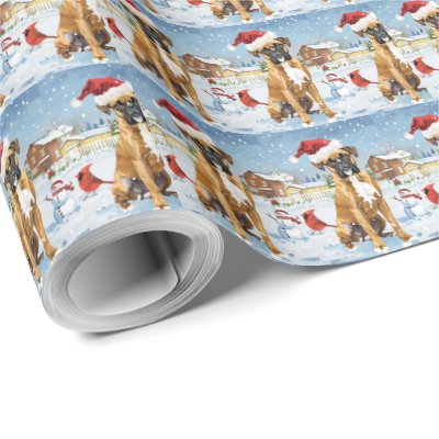 Boxer Dog Winter Wonderland Christmas Joy Wrapping Paper