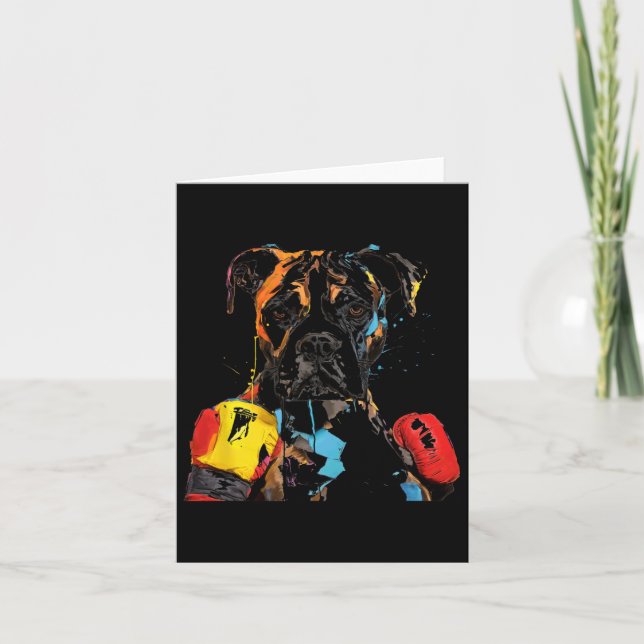 Boxer Dog With Boxing Gloves Men Women Kids  Card (Front)