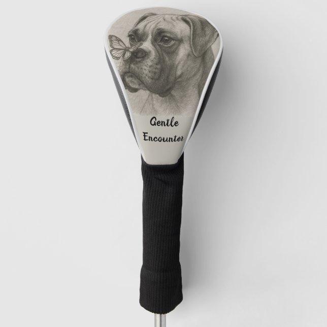 Boxer Dog with Butterfly Gentle Encounter Golf Head Cover (Front)