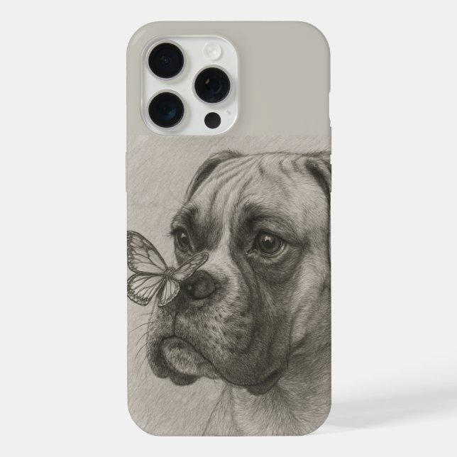 Boxer Dog with Butterfly Gentle Encounter iPhone Case (Back)