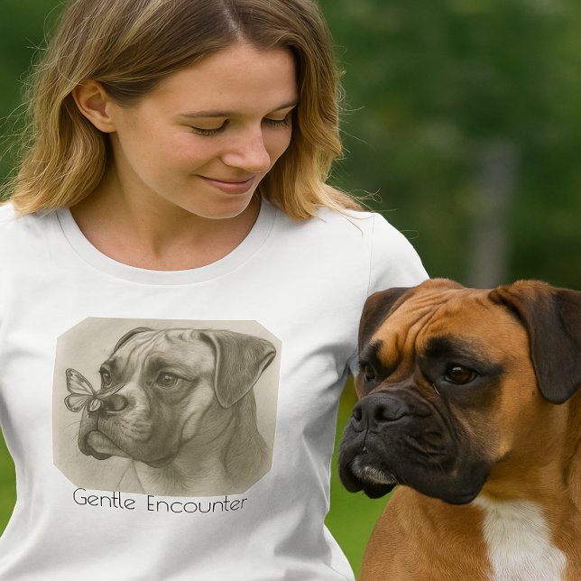 Boxer Dog with Butterfly Gentle Encounter T-Shirt (Creator Uploaded)