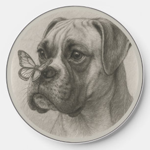 Boxer Dog with Butterfly Gentle Encounter Wireless Charger