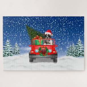 Boxer dog with Christmas gifts Jigsaw Puzzle