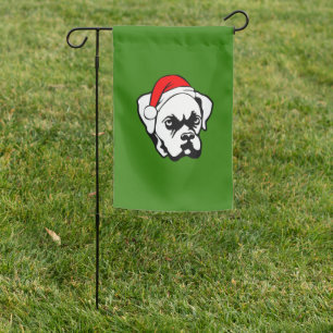 Boxer Dog with Christmas Santa Hat Garden Flag