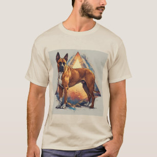 Boxer Dog with Geometric Background T-Shirt