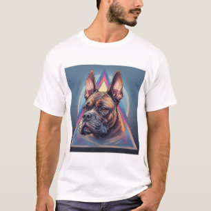 Boxer Dog with Geometric Background T-Shirt