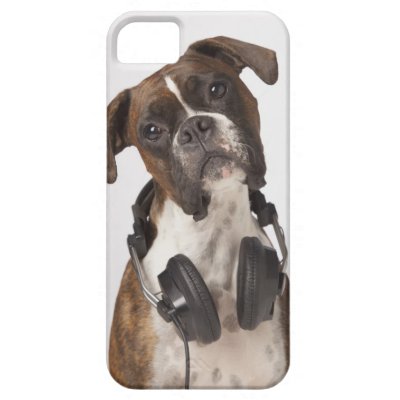 boxer dog with headphones iPhone SE/5/5s case