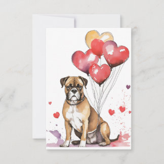 Boxer Dog with Heart Balloons Thank You Card
