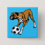 Boxer Dog With Soccer Ball Button at Zazzle