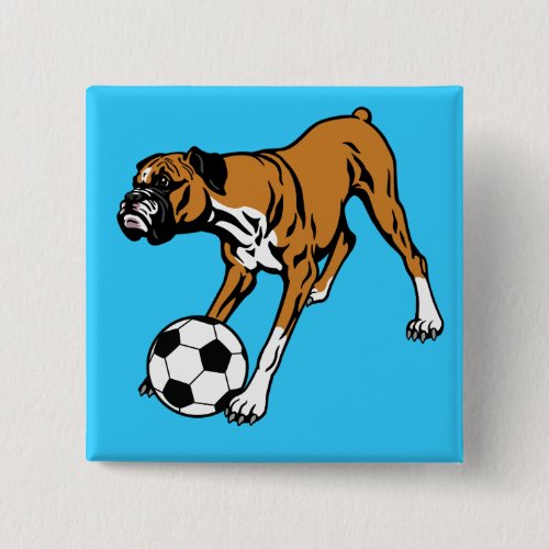 boxer dog with soccer ball button