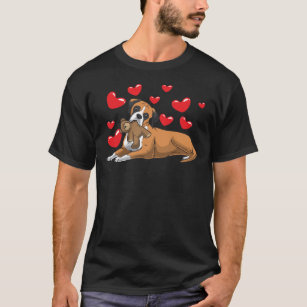 Boxer dog with stuffed animal and hearts T-Shirt