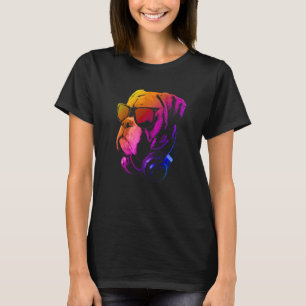 Boxer Dog With Sunglasses And Headphones   T-Shirt