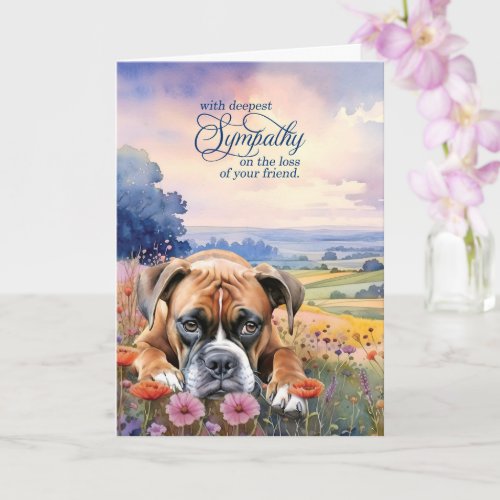Boxer Dog with Wildflowers Pet Sympathy