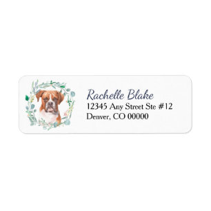 Boxer Dog Wreath Return Address Label