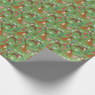 Boxer Dogs Christmas Candy Canes Green Pattern Wrapping Paper