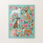 Boxer Dogs Floral Jigsaw Puzzle at Zazzle