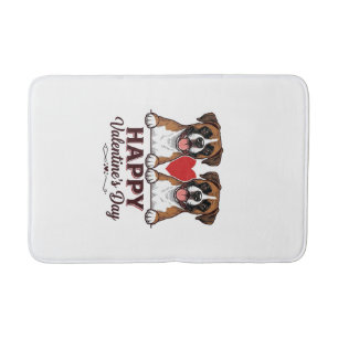 Boxer Dogs Happy Valentines Day Vintage Bath Mat