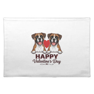 Boxer Dogs Happy Valentines Day Vintage Cloth Placemat