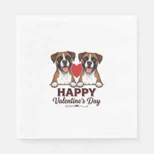 Boxer Dogs Happy Valentines Day Vintage Napkins