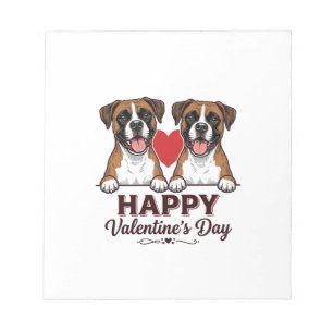 Boxer Dogs Happy Valentines Day Vintage Notepad