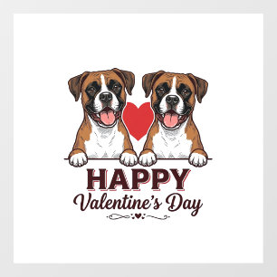 Boxer Dogs Happy Valentines Day Vintage Window Cling