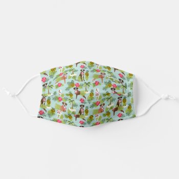 Boxer Dogs Hula Tropical Adult Cloth Face Mask by FriendlyPets at Zazzle