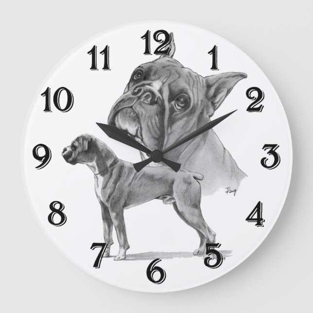 Boxer Dogs Large Clock (Front)