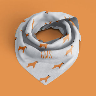 Boxer Dogs Pattern Monogrammed Bandana