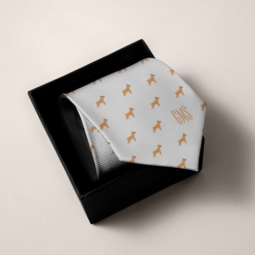 Boxer Dogs Pattern Monogrammed Neck Tie