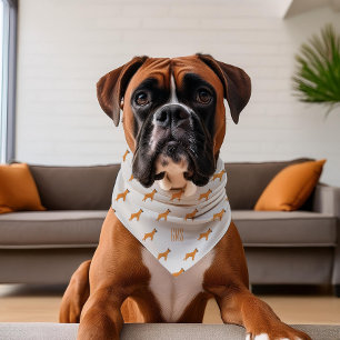 Boxer Dogs Pattern Monogrammed Pet Bandana Collar