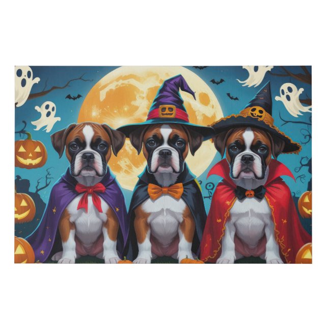 Boxer Dogs Pumpkin Halloween Funny Faux Canvas Print (Front)
