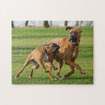 Boxer Dogs Run A Funny Race Jigsaw Puzzle by Kathom_Photo at Zazzle