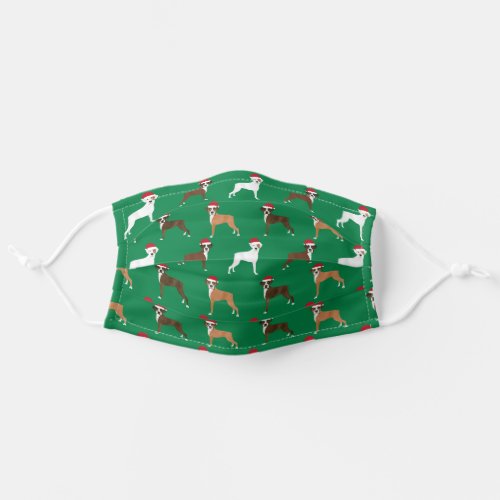 Boxer Dogs santa paws christmas green Adult Cloth Face Mask