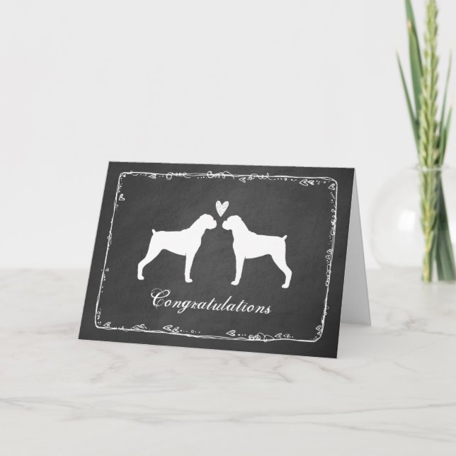 Boxer Dogs Wedding Congratulations Card (Front)