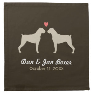 Boxer Dogs Wedding with Custom Text Napkin
