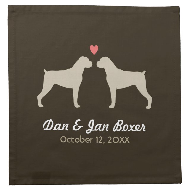 Boxer Dogs Wedding with Custom Text Napkin (Front)