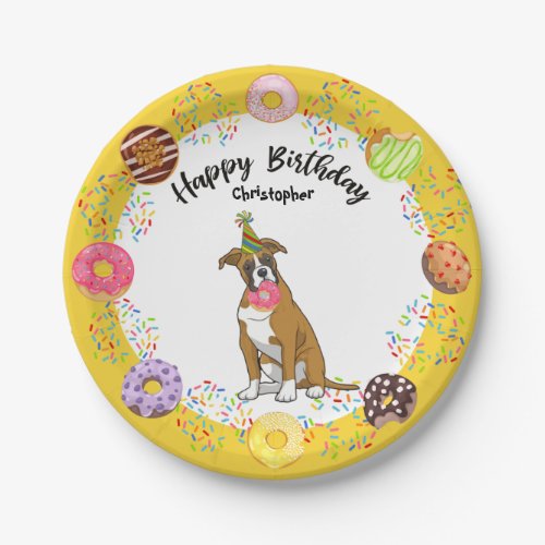 Boxer Donuts Birthday Party Paper Plate