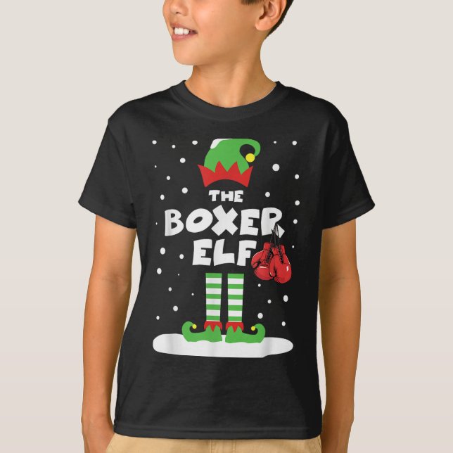 Boxer Elf Matching Group Family Holiday Xmas Costu T-Shirt (Front)